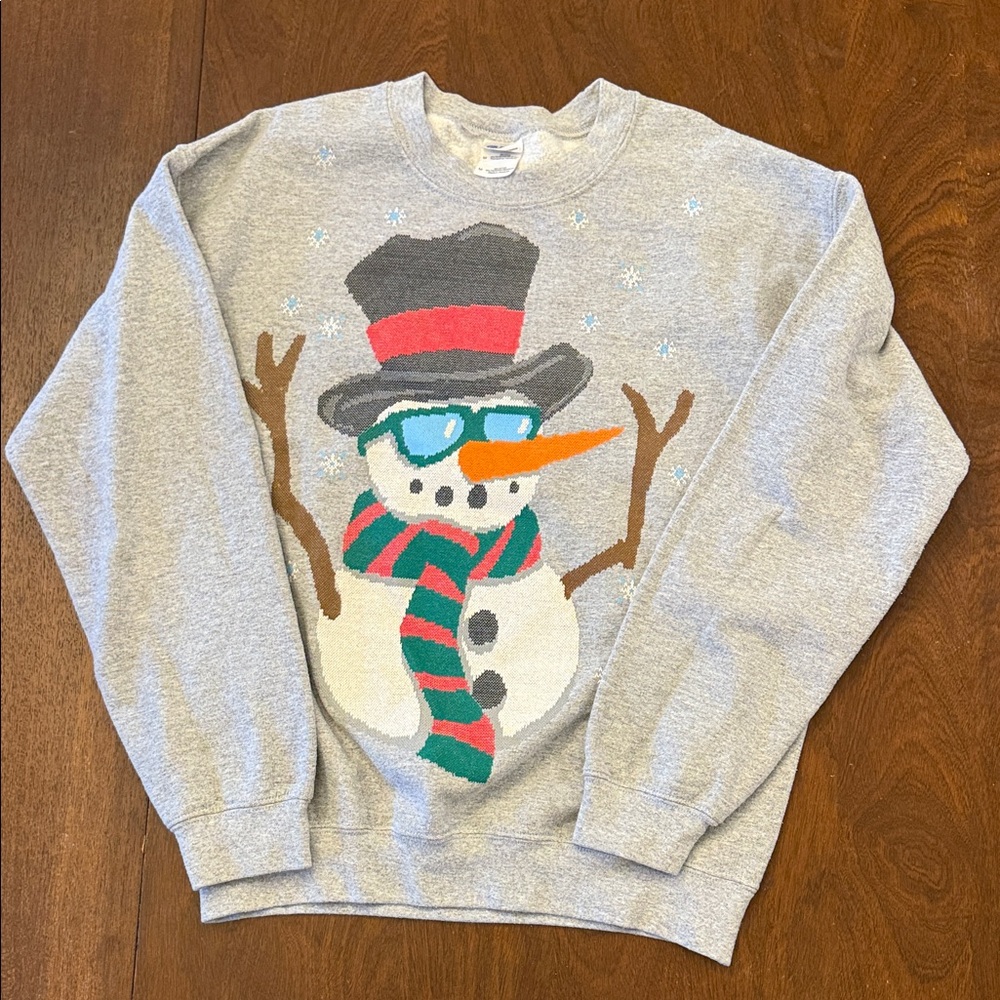 Gildan Gray Snowman Crewneck Sweater